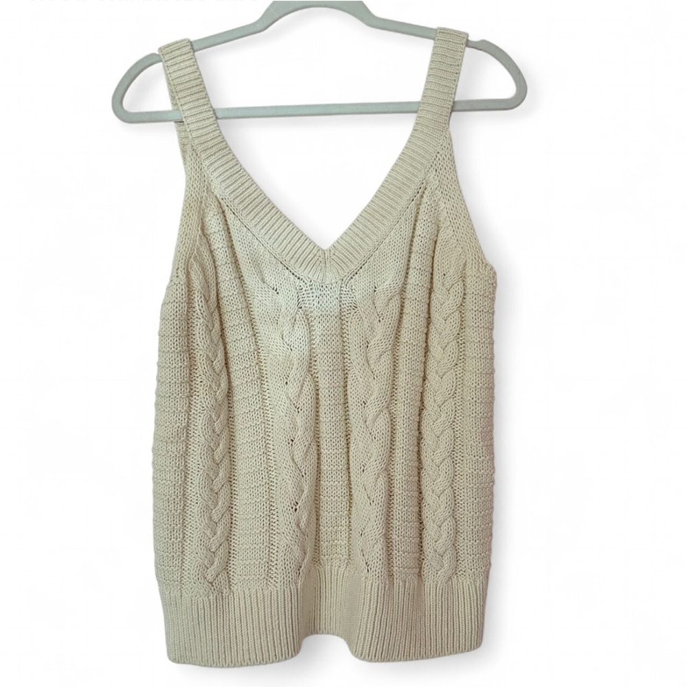Banana Republic Cream Cable Knit Cream Tank